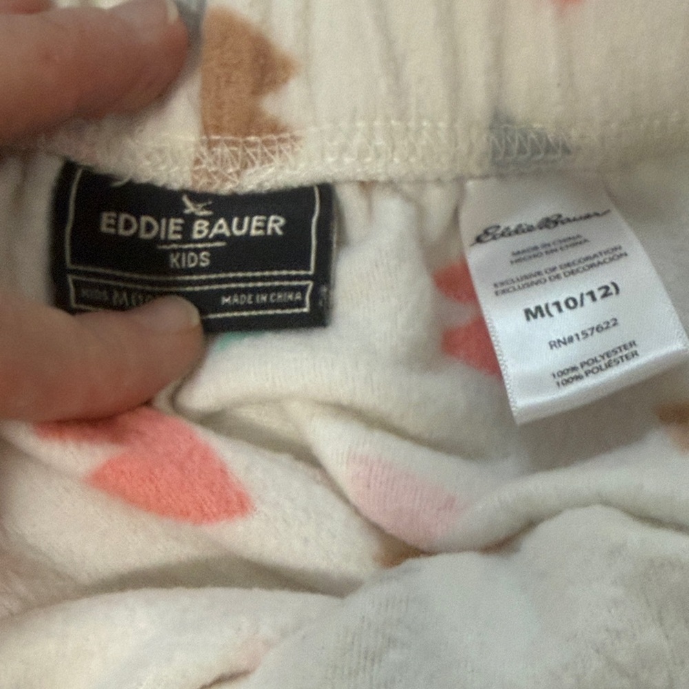 Girls size 10 lot Eddie Bauer Coral Pink & Teal Green Fleece Pajama Sets - Picture 4 of 7